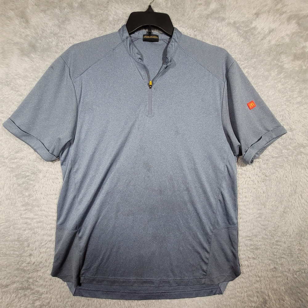 Mens Apparel Collection McDonald's Quarter Zip Short Sleeve Polo Shirt Blue L